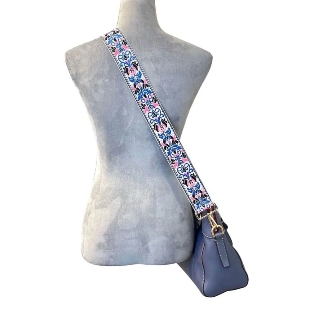 Boho Floral Embroidered Crossbody Bag Strap Multicolor Adjustable Hippie